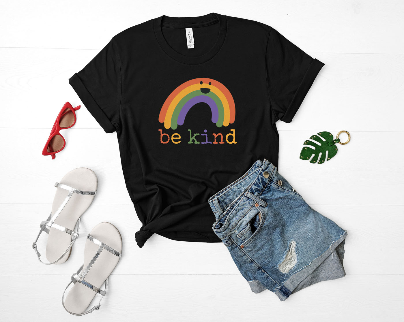 Be Kind Kawaii Rainbow Smiling tshirt